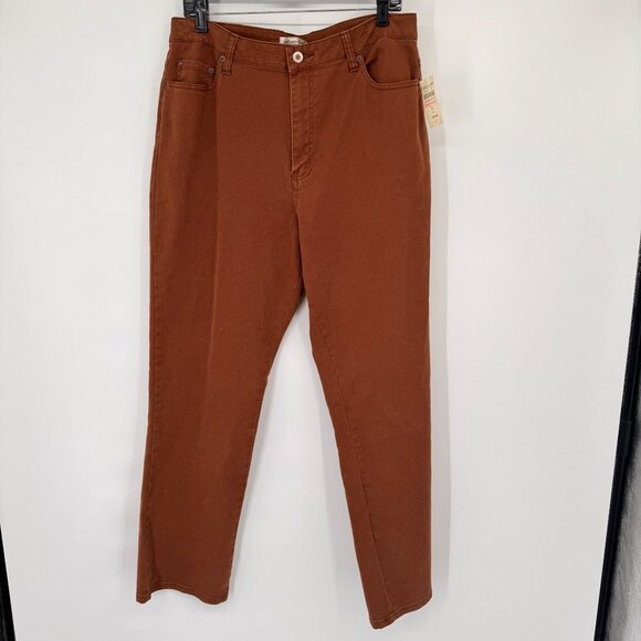 Coldwater Creek brown High-Waisted Jeans Size 14 Straight Leg Cotton stretch new - Picture 6 of 14